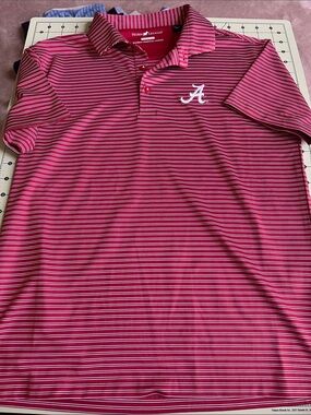 Alabama Crimson Tide Interlink Polo Crimson Stripe Polo Horn Legend like new